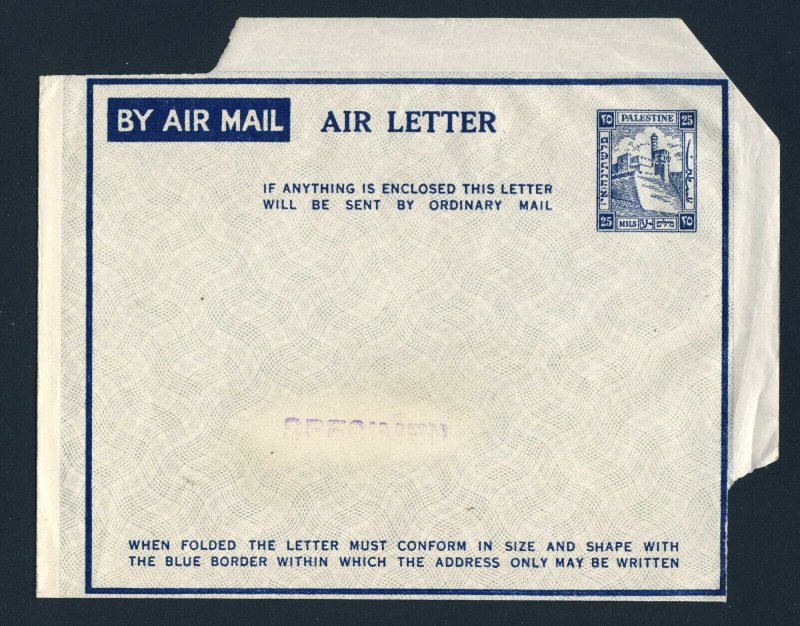 PALESTINE Aerogramme Air Letter Postal Stationary Unused Specimen