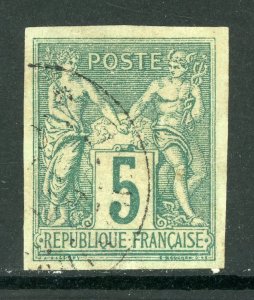 France Colonies 1877 Peace & Commerce 5¢ Green Type 2 Sc# 31 VFU D652