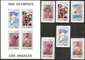 Philippines 1984 Olympics Los Angeles Imperf. Mi.1604/9 Bl.25 MNH