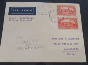 1937 Alger Oran Algeria to Casablanca Morocco Africa First Flight Cover