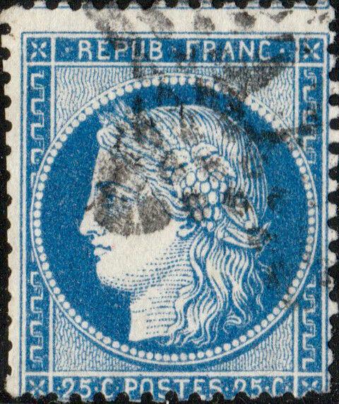 FRANCE - Yv.60A 25c (T.1) non planché - Étoile (17?) - B