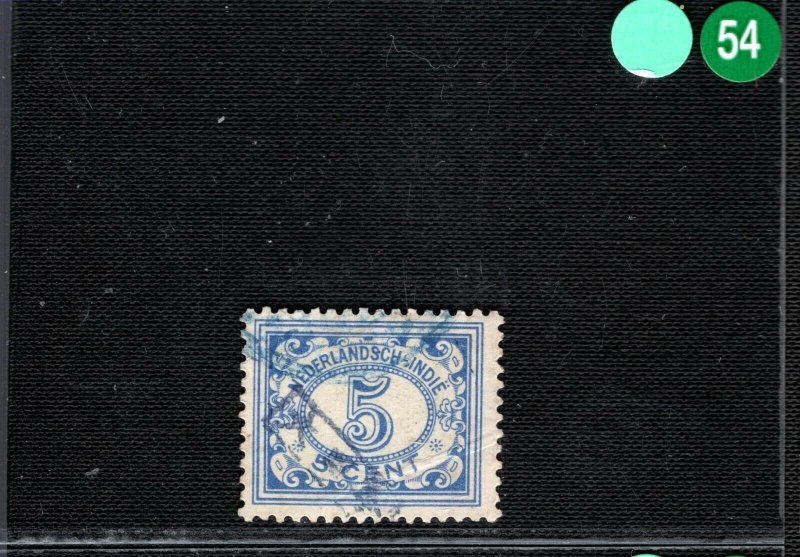 NED INDIE 5c Stamp WW2 Jap Occ *BLUE CDS POSTMARK* 大日本 Indonesia Used LGREEN54