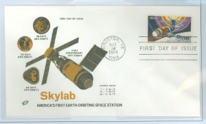 US 1529 1974 Skylab FDC, unaddressed, sealed, 1st cachet MD cachets