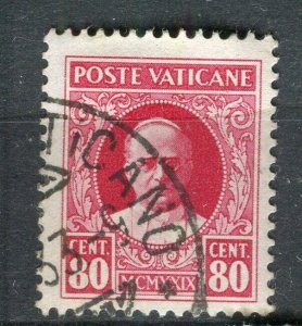 VATICAN; 1929 early Pope Pius XI issue fine used hinged 80c. value