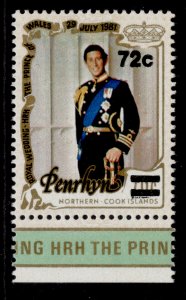 COOK ISLANDS - Penrhyn Island QEII SG315, 1983 72c on 70c, M MINT.