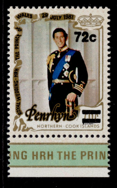 COOK ISLANDS - Penrhyn Island QEII SG315, 1983 72c on 70c, M MINT.