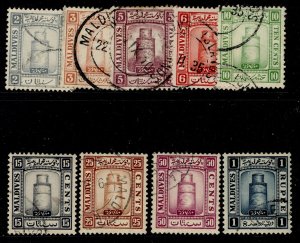 MALDIVE ISLANDS GV SG11B-20B, 1933 WMK SIDEWAYS set, FINE USED. Cat £150.