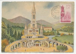 Maximum card Italy 1958 Basilica of Lourdes