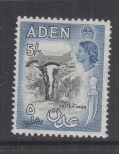 ADEN, 1956 QE, Script CA, 5s. Black & Deep Dull Blue, lhm.