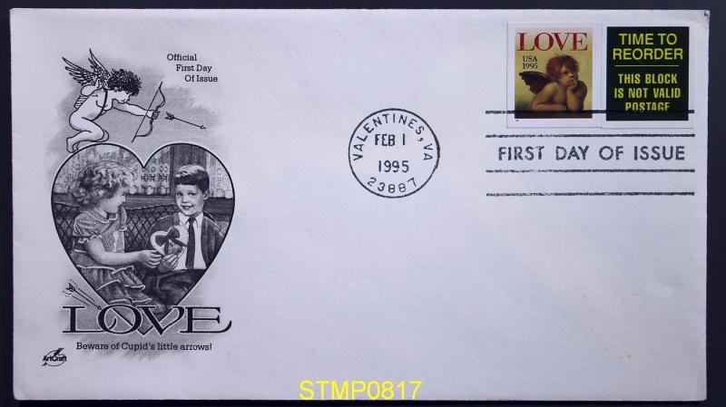 1995 Love stamp from booklet ARTCRAFT FIRST DAY COVER