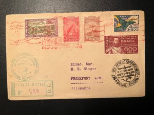 1936 Registered Brazil Airmail LZ 129 Hindenburg Zeppelin Cover to Germany