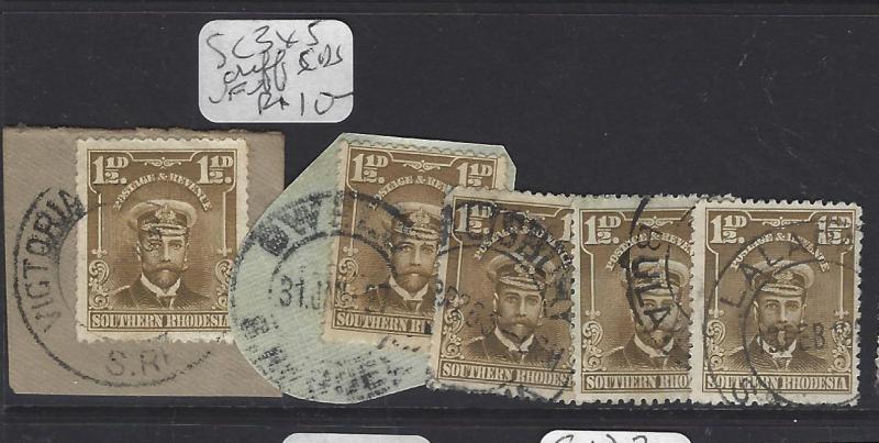 SOUTHERN RHODESIA  (PP0809B)  KGV ADMIRAL 1 1/2D  SG 3  X 5 DIFF CDS CANCELS VFU