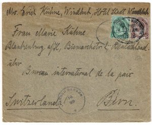 South West Africa 1916 Windhoek altered railroad cancel to Germany, via Swiss