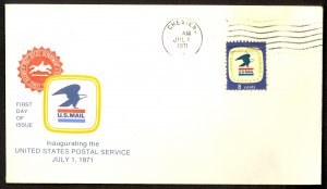 USA 1971 8c USPS Inauguration Issue Sc 1396 CHESTER PENNSYLVANIA FDC