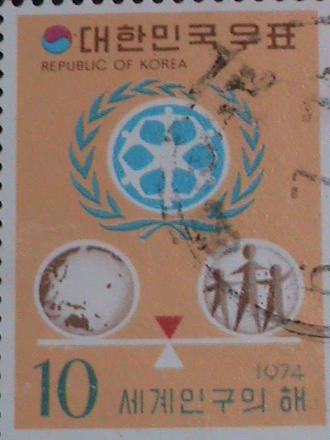 ​KOREA-1974 SC#904 WORLD POPULATION YEAR-1974 USED STAMP-VERY FINE