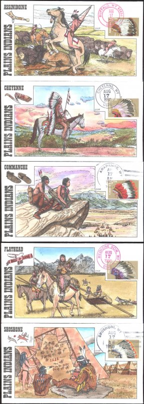 #2501-05 Indian Headdresses Collins FDC Set