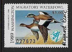 WA4  Catalog # Wa state duck Stamp Artist Signed Maynard Reece American Widgeon