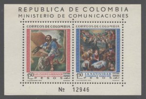 Colombia 1960 St Isidore S/S Sc# C388 NH