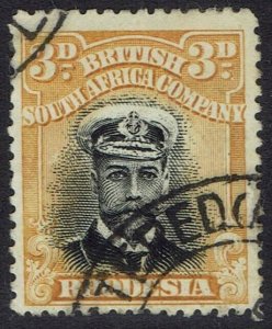 RHODESIA 1913 KGV ADMIRAL 3D DIE I PERF 14 USED