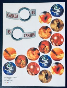 Canada #1508a 45¢ Greetings (1995). Two panes from booklet BK182. Mint