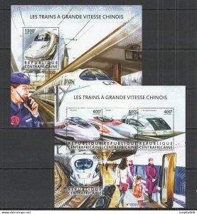 2015 Central Africa Transport Chinese High Speed Trains Vitesse Kb+Bl ** Ca228
