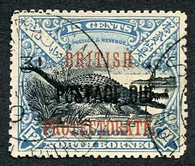 North Borneo SGD46 12c Black and Dull Blue Post Due used Cat 28 Pounds