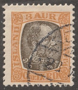 Iceland, stamp,  Scott#o13,  used,  hinged,  3 AUR,
