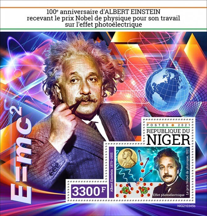 NIGER - 2021 - Einstein Wins Nobel Prize - Perf Souv Sheet - Mint Never Hinged