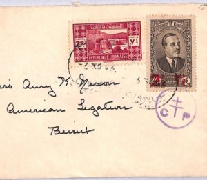 LEBANON WW2 Cover Beirut Surcharges 1945 FREE FRENCH Censor {samwells}YA306