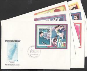 Malagasy Rep., Scott cat. 869-874a. Composer s/sheets. 6 First day covers.