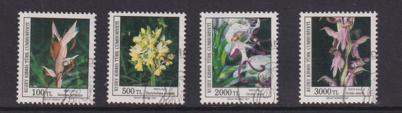 Cyprus  Turkish   #303-306   cancelled   1991  orchids