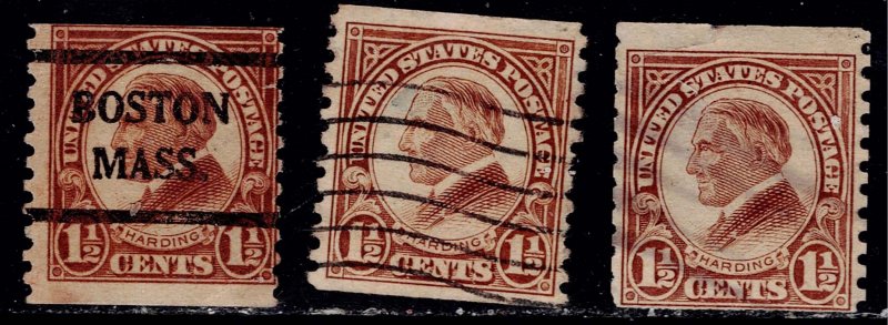 U.S. 598 USED NH THREE SINGLES (V4630)