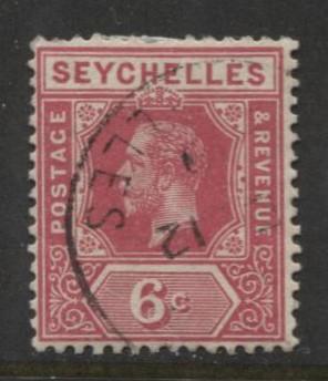 Seychelles - Scott 97 - KGV Definitive -1921 -FU - Single 6c Stamp