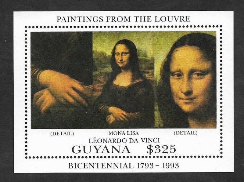 SE1993 GUYANA FROM THE ART SERIES, BICENTENARY OF THE LOUVRE PAINTINGS, DA VIN