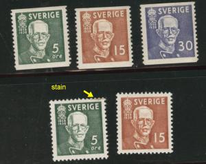 SWEDEN Scott 277-279 MH* 1938 set CV$22.50 one stained