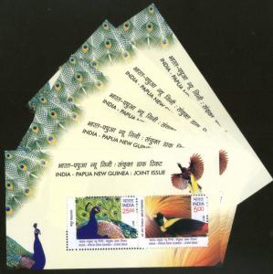 India 2017 Papua New Guinea Joints Issue Bird of Paradise Peacock Fauna M/sx5...