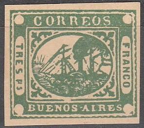 Argentina Buenos Aires #3 CV  $1500.00 Reprint  (SU3917)