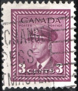 Canada SC#252 3¢ King George VI in Air Force Uniform Single (1943) Used