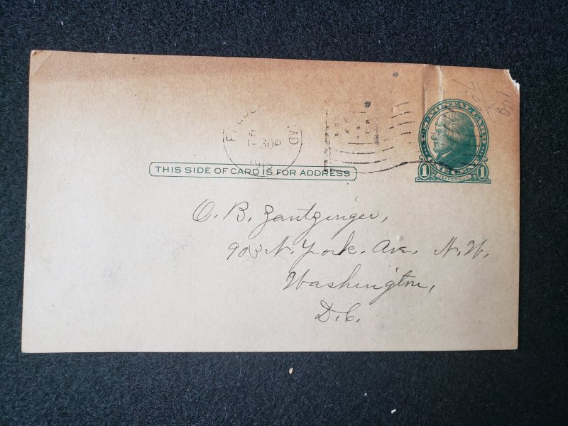 UX27. Jefferson, 1 cent, US Postal Cards.  Cancelled.VF cond.