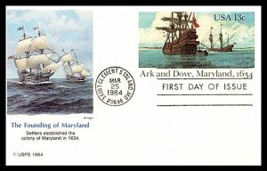 #UX101 Ark and Dove Maryland  -Post Card - Fleetwood Cachet 18EV