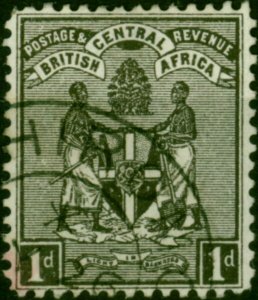 B.C.A Nyasaland 1895 1d Black SG21 Fine Used