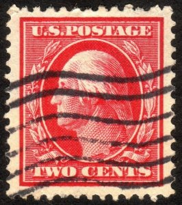 1910, US 2c, Washington, Used, Well centered, Sc 375, Vertical ribbed paper