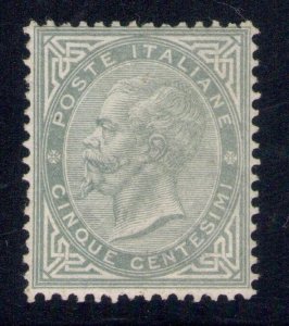 1866 Kingdom of Italy, n. 16T, Vittorio Emanuele II, 5 cent green, Turin print,