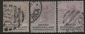 Bechuanaland 11, 13, 15   1887  3 values fine used