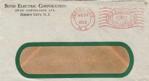 U.S. BOND ELECTRIC CORPORATION, Jersey City, N.J. 1933 Meter Mail Cover Rf 47352