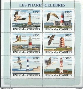 2008 Comoros Fauna Birds Lighthouses Marine Life Kb ** Uc116