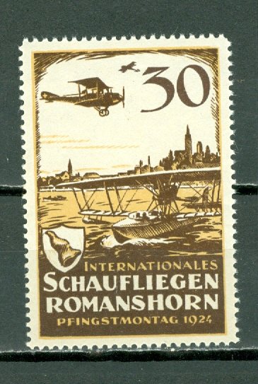 SWITZERLAND SCARCE 1924 AIR  VIGNETTE ..ROMANS-HORN-ZURICH FLIGHT...MNH