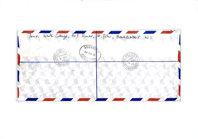 BARBADOS Cover *EAGLE HALL* 1979 Registered Air Mail BIRDS {samwells}CP56