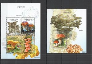 St1671 2014 Sao Tome & Principe Mushrooms Flora Nature Kb+Bl Mnh Stamps