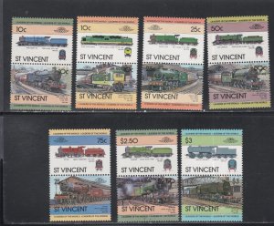 St. Vincent # 699-702, 704-706, Locomotives- Pairs, Mint NH, 1/3 Cat.